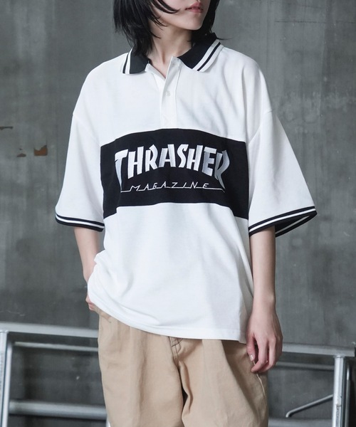 THRASHER(スラッシャー)の「S/S PANEL POLO SHIRTS / THRASHERスラッシャーブランドロゴパネル半袖ポロシャツ(ポロシャツ・メンズ・ネイビー/ブラック/ホワイト・MEDIUM/LARGE/X-LARGE)」の22枚目の写真