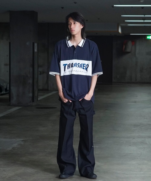 THRASHER(スラッシャー)の「S/S PANEL POLO SHIRTS / THRASHERスラッシャーブランドロゴパネル半袖ポロシャツ(ポロシャツ・メンズ・ネイビー/ブラック/ホワイト・MEDIUM/LARGE/X-LARGE)」の13枚目の写真