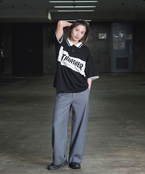 THRASHER(スラッシャー)の「S/S PANEL POLO SHIRTS / THRASHERスラッシャーブランドロゴパネル半袖ポロシャツ(ポロシャツ・メンズ・ネイビー/ブラック/ホワイト・MEDIUM/LARGE/X-LARGE)」の20枚目の写真