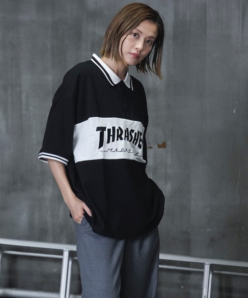 THRASHER(スラッシャー)の「S/S PANEL POLO SHIRTS / THRASHERスラッシャーブランドロゴパネル半袖ポロシャツ(ポロシャツ・メンズ・ネイビー/ブラック/ホワイト・MEDIUM/LARGE/X-LARGE)」の17枚目の写真