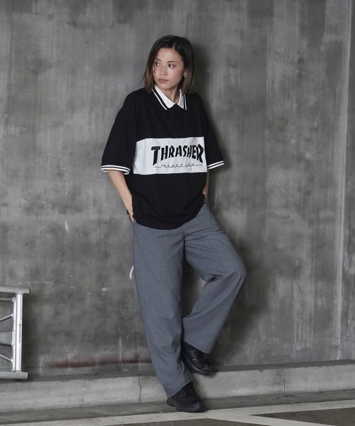 THRASHER(スラッシャー)の「S/S PANEL POLO SHIRTS / THRASHERスラッシャーブランドロゴパネル半袖ポロシャツ(ポロシャツ・メンズ・ネイビー/ブラック/ホワイト・MEDIUM/LARGE/X-LARGE)」の19枚目の写真
