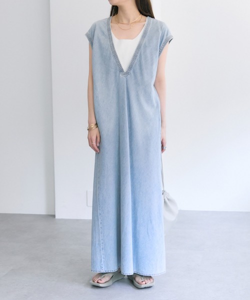 PUAL CE CIN（ピュアルセシン）の「【25th】綿麻デニムVネックワンピース（ワンピース・レディース・インディゴブルー/ブルー・FREE）」の20枚目の写真