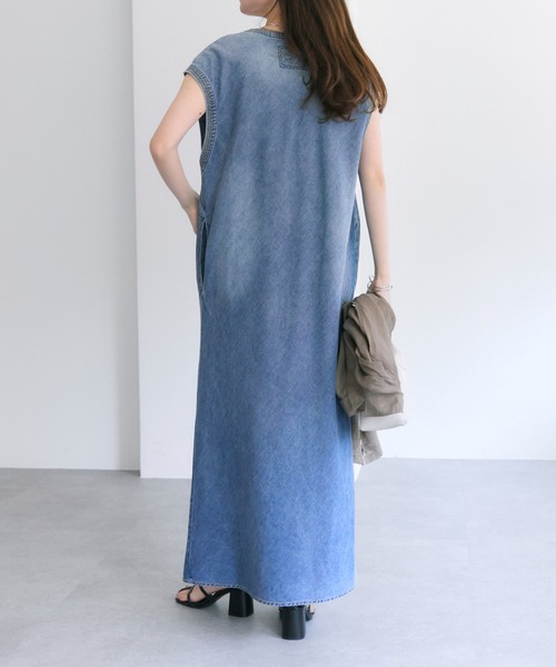 最終値下げ！新品⭐︎ピュアルセシン25thデニムワンピース 25th】綿麻デニムVネックワンピース（ワンピース）｜PUAL CE CIN
