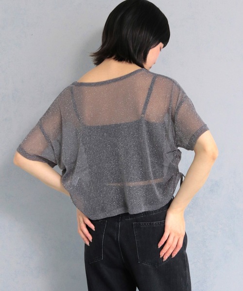 cheriella(シェリエラ)の「【cheriella】ソフトラメ サイドストリングデザインシアートップス SOFT LAME SIDE STRING DESIGN SHEER TOPS(Tシャツ/カットソー・レディース・チャコールグレー/ブラック/アイボリー/ブルーグリーン・M)」の22枚目の写真