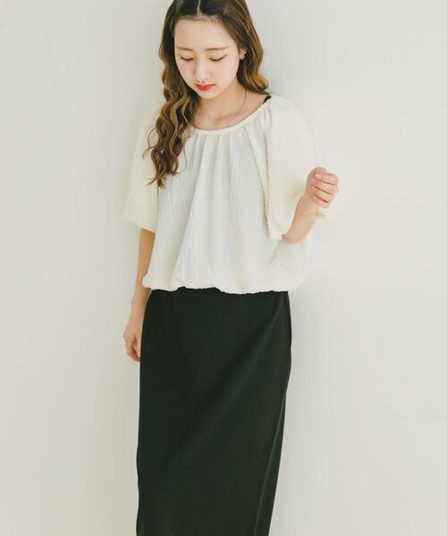 ITEMS URBANRESEARCH(アイテムズ アーバンリサーチ)の「バルーントップス×スカートセット(セットアップ・レディース・ブラック/オフホワイト・FREE)」の9枚目の写真