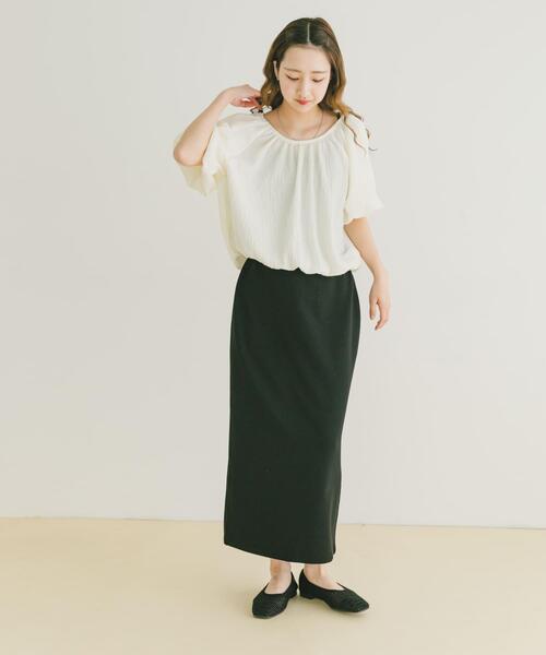 ITEMS URBANRESEARCH(アイテムズ アーバンリサーチ)の「バルーントップス×スカートセット(セットアップ・レディース・ブラック/オフホワイト・FREE)」の7枚目の写真