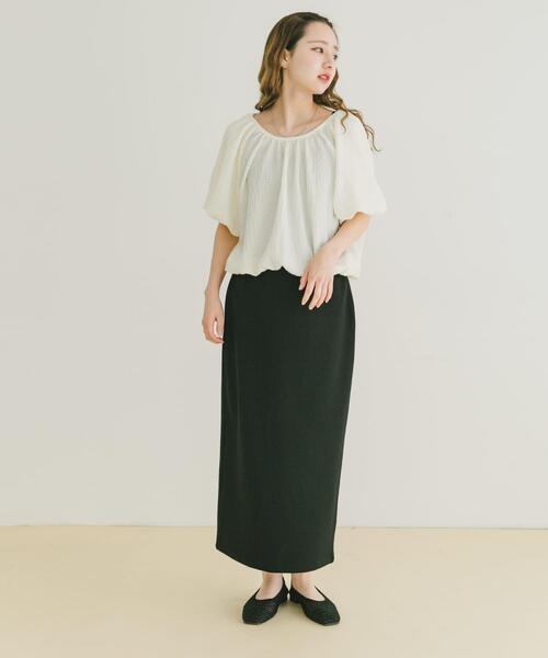 ITEMS URBANRESEARCH(アイテムズ アーバンリサーチ)の「バルーントップス×スカートセット(セットアップ・レディース・ブラック/オフホワイト・FREE)」の6枚目の写真