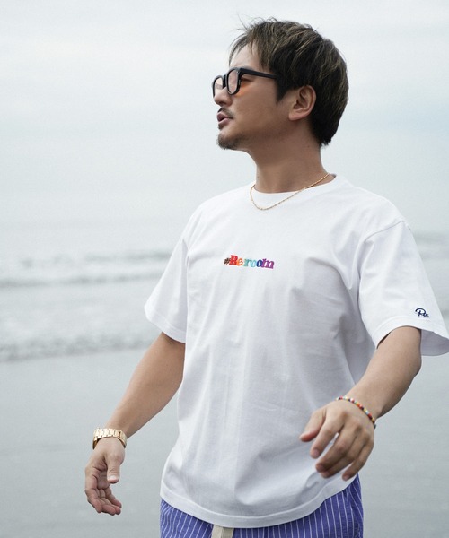 #Re:room（リルーム）の「カラーロゴエンブロイダリーTシャツ（Tシャツ/カットソー・メンズ・ブラック/ホワイト・L-XL/S-M/M-L）」の4枚目の写真