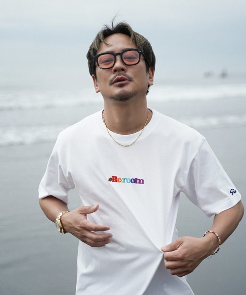 #Re:room（リルーム）の「カラーロゴエンブロイダリーTシャツ（Tシャツ/カットソー・メンズ・ブラック/ホワイト・L-XL/S-M/M-L）」の5枚目の写真