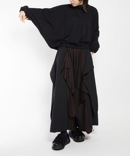 gomme（ゴム）の「30/-天竺　ドルマンＴ（Tシャツ/カットソー・レディース・チャコールグレー/ブラック・MEDIUM）」の7枚目の写真