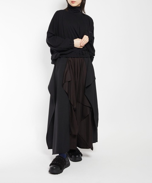 gomme（ゴム）の「30/-天竺　ドルマンＴ（Tシャツ/カットソー・レディース・チャコールグレー/ブラック・MEDIUM）」の8枚目の写真