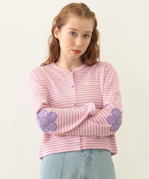 MILKFED.（ミルクフェド）の「FLOWER ELBOW CARDIGAN（カーディガン/ボレロ・レディース・アッシュ/ブラック/ライトピンク/オートミール・ONE SIZE）」の4枚目の写真