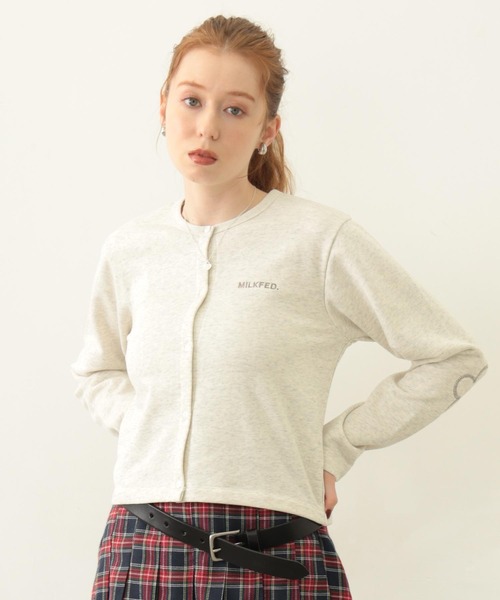 MILKFED.（ミルクフェド）の「FLOWER ELBOW CARDIGAN（カーディガン/ボレロ・レディース・アッシュ/ブラック/ライトピンク/オートミール・ONE SIZE）」の5枚目の写真