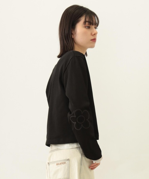MILKFED.（ミルクフェド）の「FLOWER ELBOW CARDIGAN（カーディガン/ボレロ・レディース・アッシュ/ブラック/ライトピンク/オートミール・ONE SIZE）」の12枚目の写真
