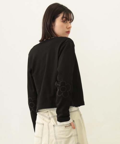 MILKFED.（ミルクフェド）の「FLOWER ELBOW CARDIGAN（カーディガン/ボレロ・レディース・アッシュ/ブラック/ライトピンク/オートミール・ONE SIZE）」の13枚目の写真