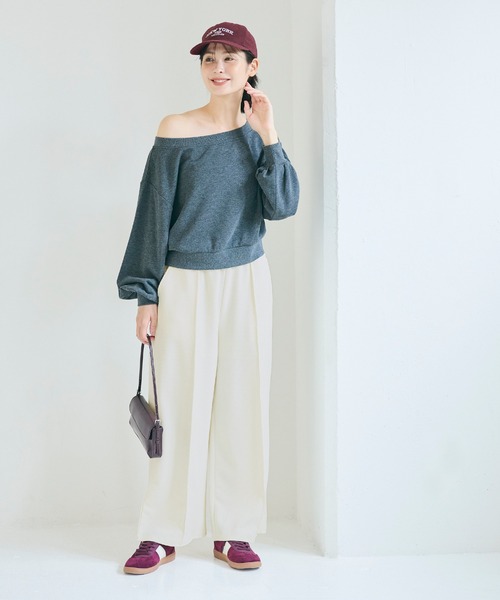 ココナツ コカ coca エンボスセンターシームワイドパンツ （Black