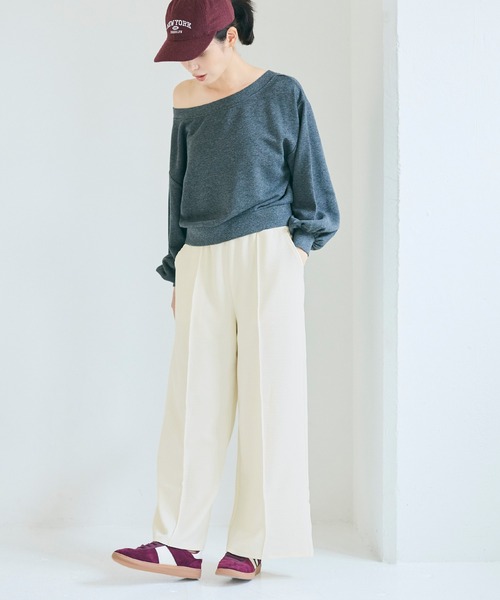 coca（coca）（コカ）の「エンボスセンターシームワイドパンツ（その他パンツ・レディース・アイボリー/ブラック・S/M/L）」の22枚目の写真