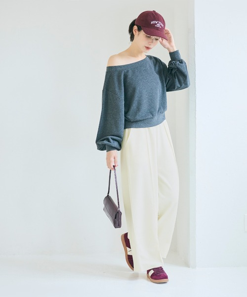 coca（coca）（コカ）の「エンボスセンターシームワイドパンツ（その他パンツ・レディース・アイボリー/ブラック・S/M/L）」の15枚目の写真