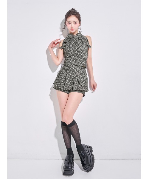 即日発送可能　ダーリッチ darich チェックスカートライクショートパンツ チェックスカートライクショートパンツ（スカート）｜Darich