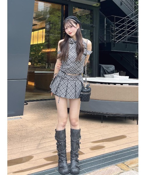 新品タグ付き ダーリッチ チェックスカートライクショートパンツ
