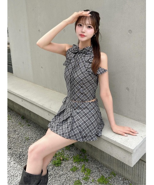 Darich チェックスカートライクショートパンツ (Mサイズ・BRN) ダーリッチ Darich チェックスカートライクショートパンツ