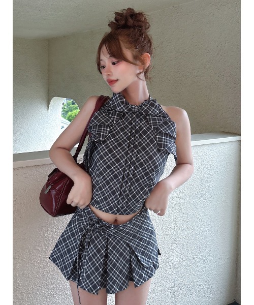 チェックスカートライクショートパンツ（スカート）｜Darich