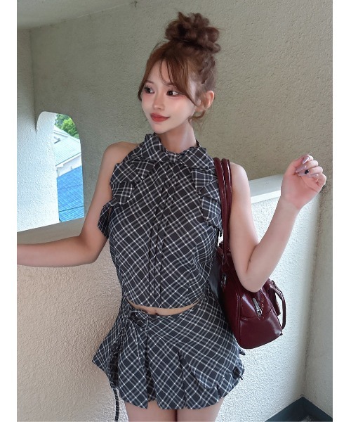 Darich チェックスカートライクショートパンツ (Mサイズ・BRN) ダーリッチ Darich チェックスカートライクショートパンツ