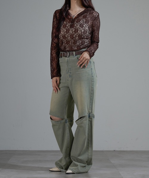 apres jour mignon(アプレジュールミニョン)の「レースフーディートップス【ZOZOTOWN限定アイテム】(その他トップス・レディース・オフホワイト/ブラウン系その他/ブラック・X-LARGE/フリー)」の19枚目の写真