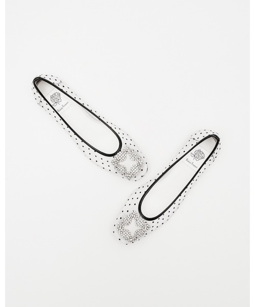 チュール ドット ビジュー フラット パンプス（パンプス）｜Emma