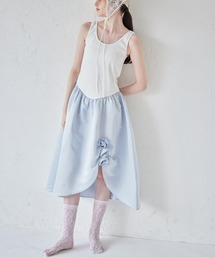 etre loin | Rose satin docking rib dress(ワンピース)