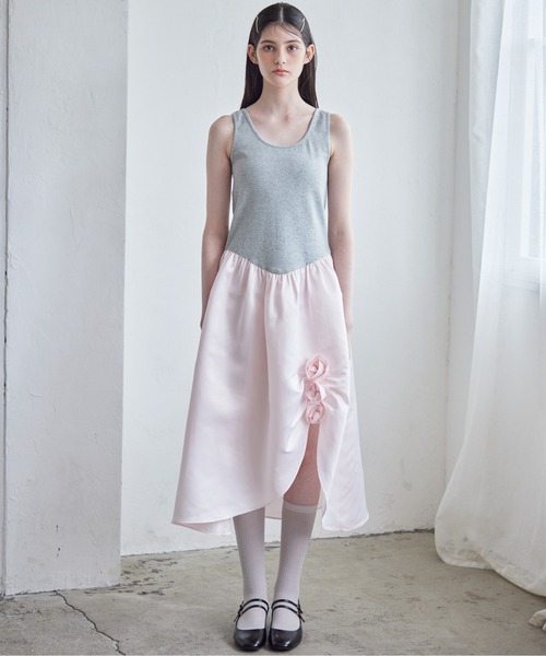 etre loin(エトルワン)の「Rose satin docking rib dress(ワンピース・レディース・ブラック/ブルー/ピンク・M)」の8枚目の写真