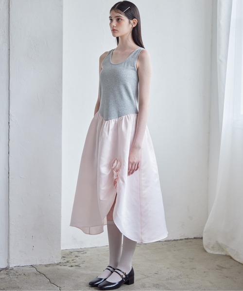 etre loin(エトルワン)の「Rose satin docking rib dress(ワンピース・レディース・ブラック/ブルー/ピンク・M)」の9枚目の写真