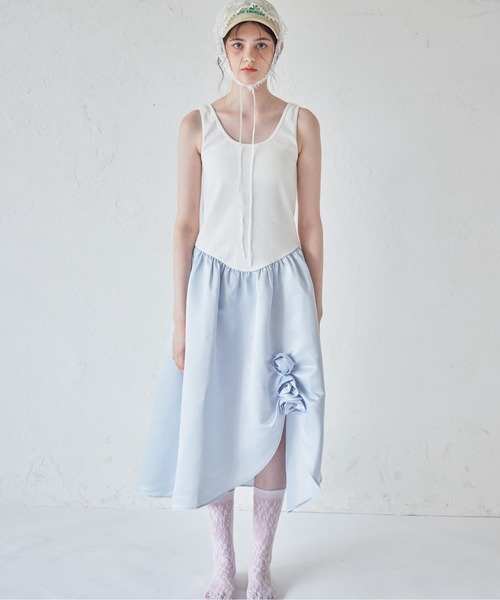 etre loin(エトルワン)の「Rose satin docking rib dress(ワンピース・レディース・ブラック/ブルー/ピンク・M)」の20枚目の写真