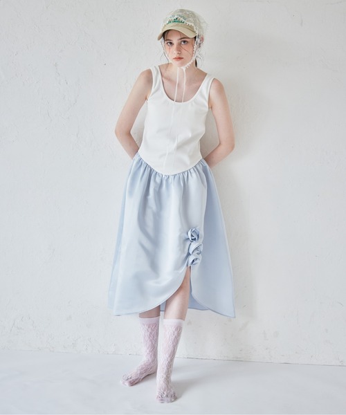 etre loin(エトルワン)の「Rose satin docking rib dress(ワンピース・レディース・ブラック/ブルー/ピンク・M)」の18枚目の写真