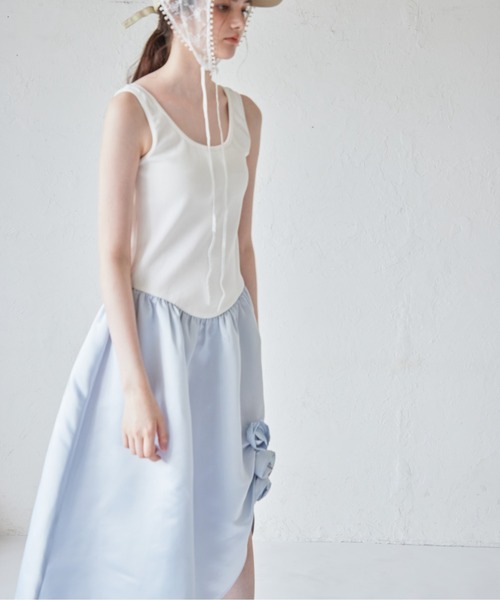 etre loin(エトルワン)の「Rose satin docking rib dress(ワンピース・レディース・ブラック/ブルー/ピンク・M)」の14枚目の写真