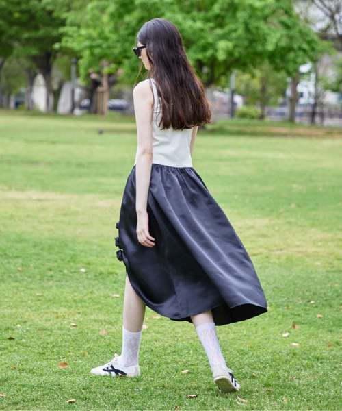 セール】Rose satin docking rib dress（ワンピース）｜etre