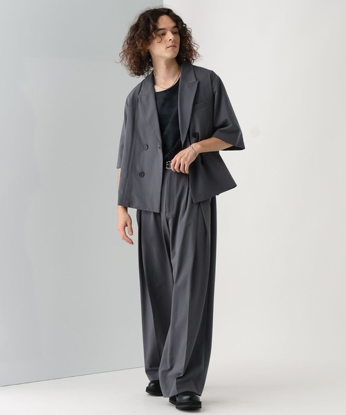 HARE（ハレ）の「【接触冷感】ICY FEELダブルショートジャケットSS(HARE)（テーラードジャケット・メンズ・ブラック/グレー/レッド・SMALL/MEDIUM）」の12枚目の写真