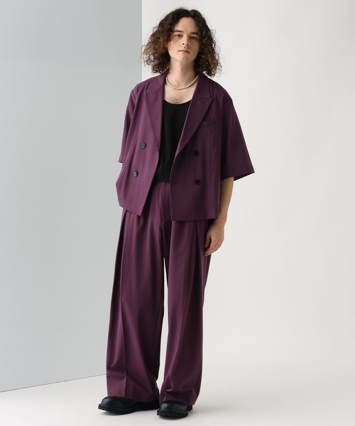 美品 HARE 【接触冷感】ICY FEEL ダブルショートジャケット セール】【接触冷感】ICY FEELダブルショートジャケットSS(HARE