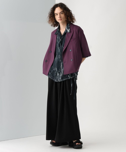 美品 HARE 【接触冷感】ICY FEEL ダブルショートジャケット セール】【接触冷感】ICY FEELダブルショートジャケットSS(HARE