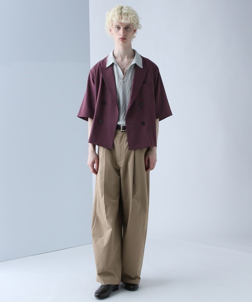 美品 HARE 【接触冷感】ICY FEEL ダブルショートジャケット セール】【接触冷感】ICY FEELダブルショートジャケットSS(HARE