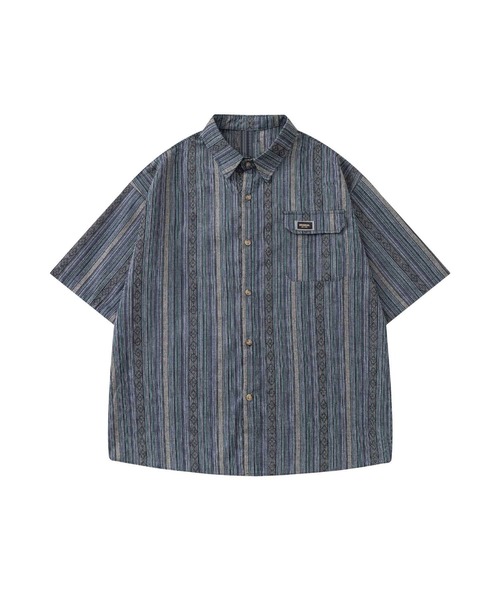 HOOK(フック)の「マルチストライプ半袖シャツ (SS)(シャツ/ブラウス・メンズ・ライトグレー/ダークグレー・LARGE/MEDIUM)」の8枚目の写真