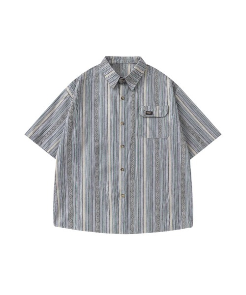 HOOK(フック)の「マルチストライプ半袖シャツ (SS)(シャツ/ブラウス・メンズ・ライトグレー/ダークグレー・LARGE/MEDIUM)」の6枚目の写真