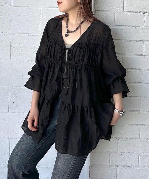 PAGEBOY(ページボーイ)の「【WEB限定】DAILYギャザーブラウス(シャツ/ブラウス・レディース・オフホワイト/ブラック・FREE)」の22枚目の写真
