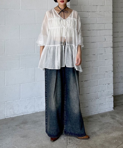 PAGEBOY(ページボーイ)の「【WEB限定】DAILYギャザーブラウス(シャツ/ブラウス・レディース・オフホワイト/ブラック・FREE)」の20枚目の写真