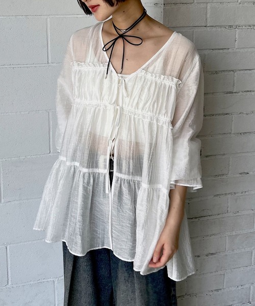 PAGEBOY(ページボーイ)の「【WEB限定】DAILYギャザーブラウス(シャツ/ブラウス・レディース・オフホワイト/ブラック・FREE)」の16枚目の写真