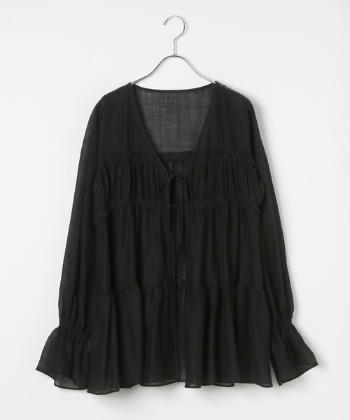 PAGEBOY(ページボーイ)の「【WEB限定】DAILYギャザーブラウス(シャツ/ブラウス・レディース・オフホワイト/ブラック・FREE)」の4枚目の写真