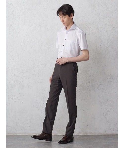 Perfect Suit FActory（パーフェクトスーツファクトリー）の「【冷感/完全ノーアイロン】半袖アイシャツ【アイスセンサー】カッタウェイ　ラベンダー（ビジネスシャツ・メンズ・ラベンダー・S/M/L/LL/3L）」の3枚目の写真