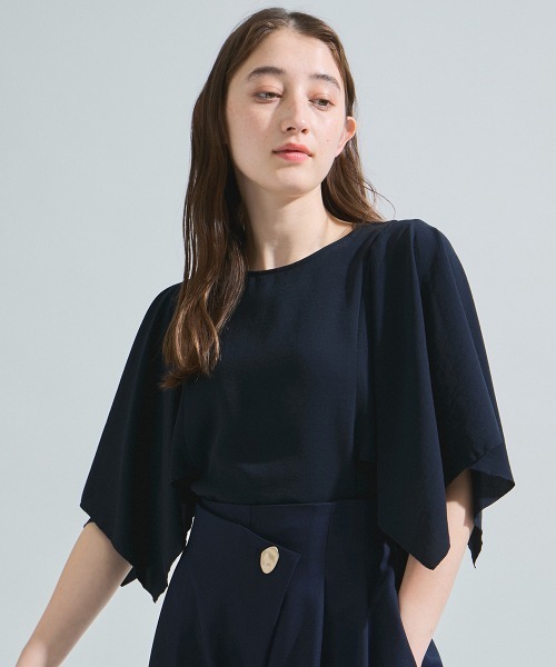 ketty(ケティ)の「2WAYジョーゼットフリルトップス≪手洗い可能≫(Tシャツ/カットソー・レディース・ネイビー/ブラック/オフホワイト・M)」の3枚目の写真