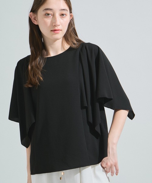 ketty(ケティ)の「2WAYジョーゼットフリルトップス≪手洗い可能≫(Tシャツ/カットソー・レディース・ネイビー/ブラック/オフホワイト・M)」の2枚目の写真