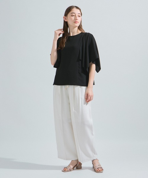ketty(ケティ)の「2WAYジョーゼットフリルトップス≪手洗い可能≫(Tシャツ/カットソー・レディース・ネイビー/ブラック/オフホワイト・M)」の4枚目の写真